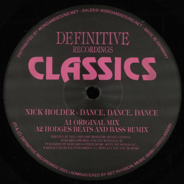 Nick Holder – Dance, Dance, Dance (Vinyl, 2026) – Cover
